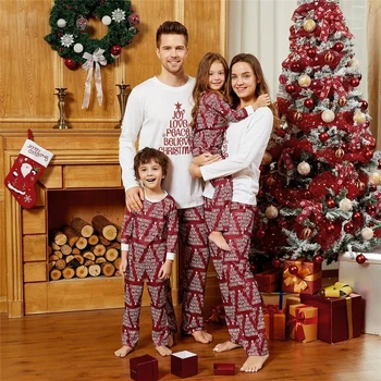 YAGIMI Božič Pižamo Družinske Zimske Družinske Videti Belo Pajama Stranka, ki Določa Pismo Položaja Tiskanja Ujemanje Pižamo Določa