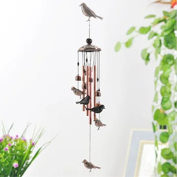 Ptica Vetru Zvončki Nepremočljiva Kovinski Veter Zvonovi s 4 Aluminija Cevi 6 Zvonovi Romantično Wind Chime za Dom