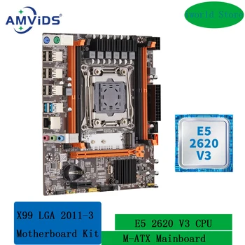 X99 LGA 2011-3 X99 matične plošče, Komplet z Intel Xeon E5 2620 V3 CPU DDR4 ECC REG Pomnilnik Combo Nastavite SATA3.0 USB3.0 M-ATX Mainboard