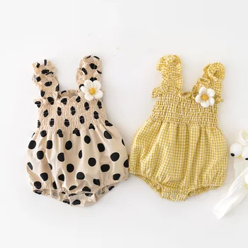Otroška Oblačila Poletje Obleko 2023 Novo Dekle Baby Sling Pižamo Korejska Različica Cvet Majhne Okrogle Pika Bodysuit Novorojenčka Ovijalnika