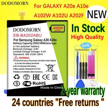 DODOMORN EB-BA202ABU Baterija Za Samsung Galaxy A20e A10e A102w A102U A202F Mobilni Telefon, ki je Na Zalogi, Visoke Kakovosti+Številko za Sledenje