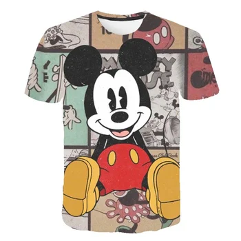 New Mickey Mouse T Majice, Obleke Poletje Disney T-Majice Oblačila Risanke Kawaii Moda Anime Tees Vrhovi Dekleta Tee Majice 1-14Y